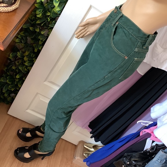 GUESS vintage 90s High rise high waist GREEN skinny denim jeans 25 waist - Picture 13 of 16